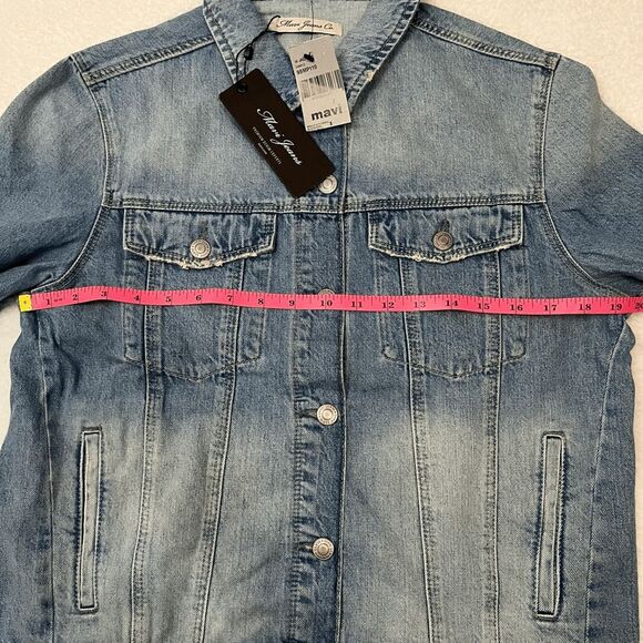 Mavi Jeans Co. Women's Denim Jacket‎ Size S Light Wash Button Front Grommet Hem - Picture 7 of 13